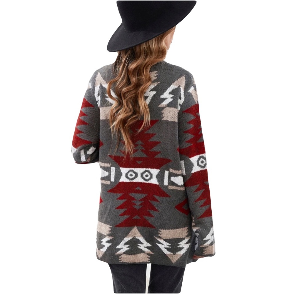 Gray Moraga Pocketed Aztec Cardigan